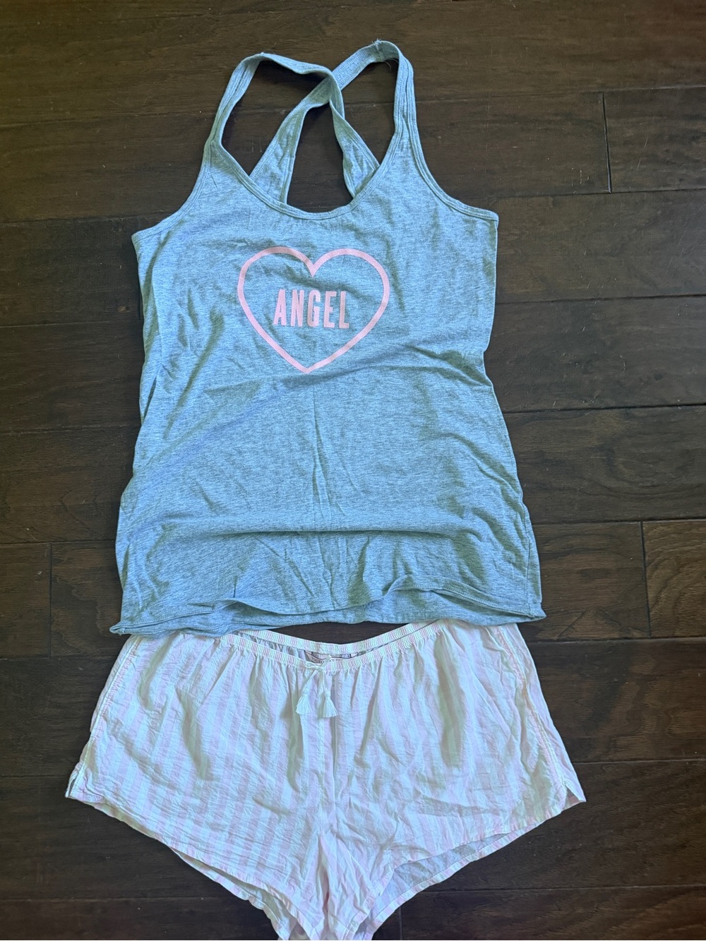 BS Angel Heart Gray & Pink Pajama Tank and Shorts Set